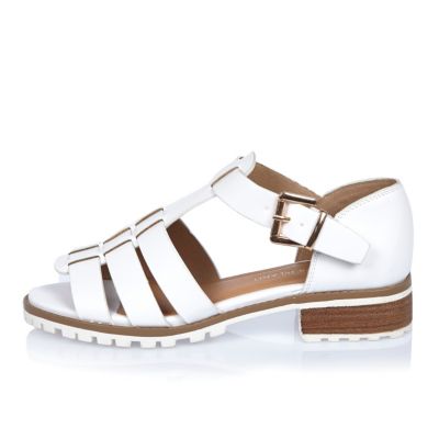 White strappy open toe geek shoes